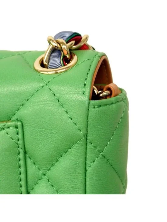 Chanel Shoulder Bag Mini Quilted Lambskin Green Champagne Gold - Picture 8 of 10